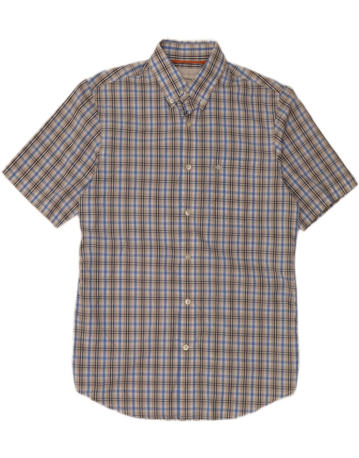 DOCKERS Mens Short Sleeve Shirt Small Blue Check Cotton