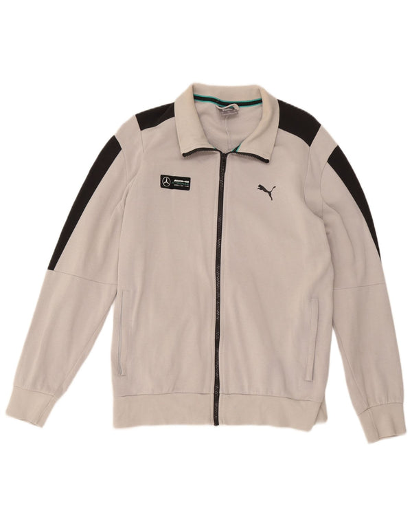 Puma Womens Tracksuit Top Jacket UK 16 Large Grey Colourblock Cotton
