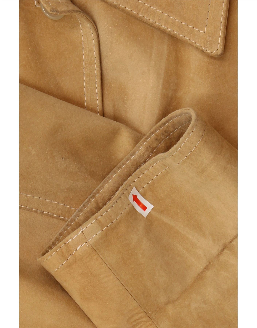 VINTAGE Womens Suede 3 Button Blazer Jacket IT 52 2XL Beige Leather