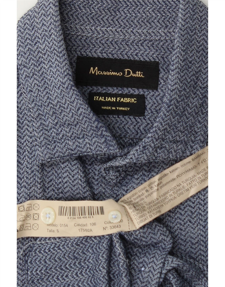MASSIMO DUTTI Mens Shirt Small Navy Blue Chevron Cotton Vintage Massimo Dutti and Second-Hand Massimo Dutti from Messina Hembry 