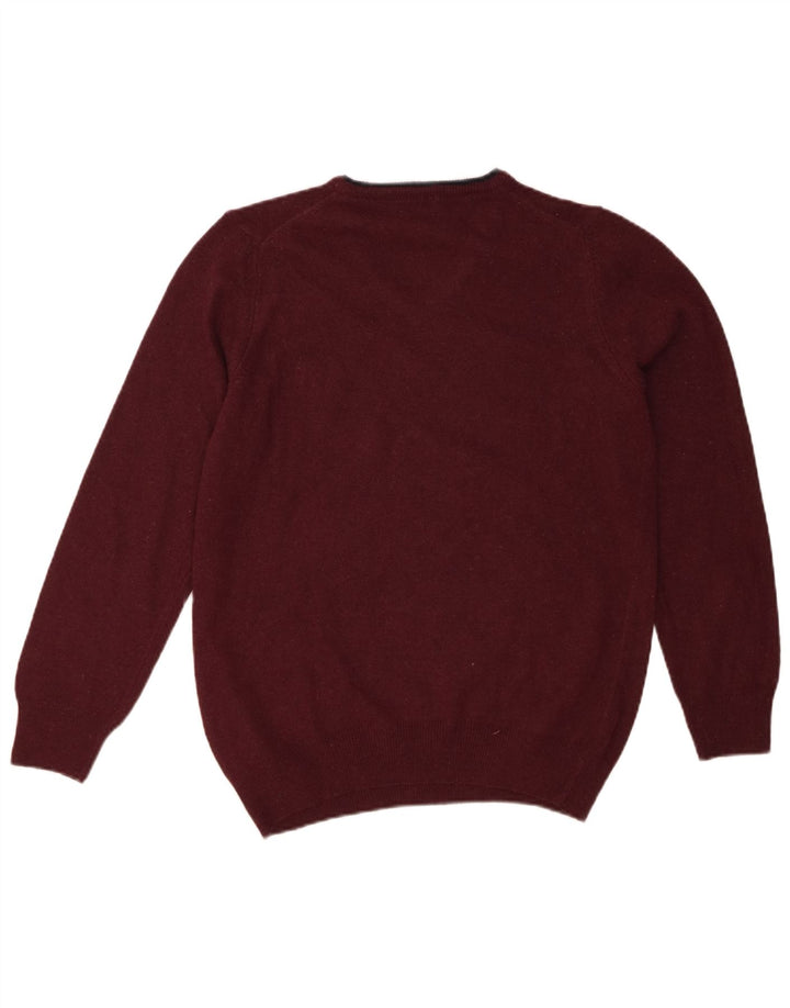 REFRIGIWEAR Mens V-Neck Jumper Sweater Medium Burgundy Wool