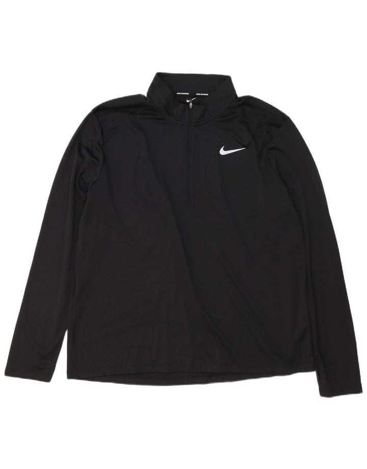 Nike Herre Dri Fit Pullover med lynlås-hals træningsdragt Top 2XL sort polyester