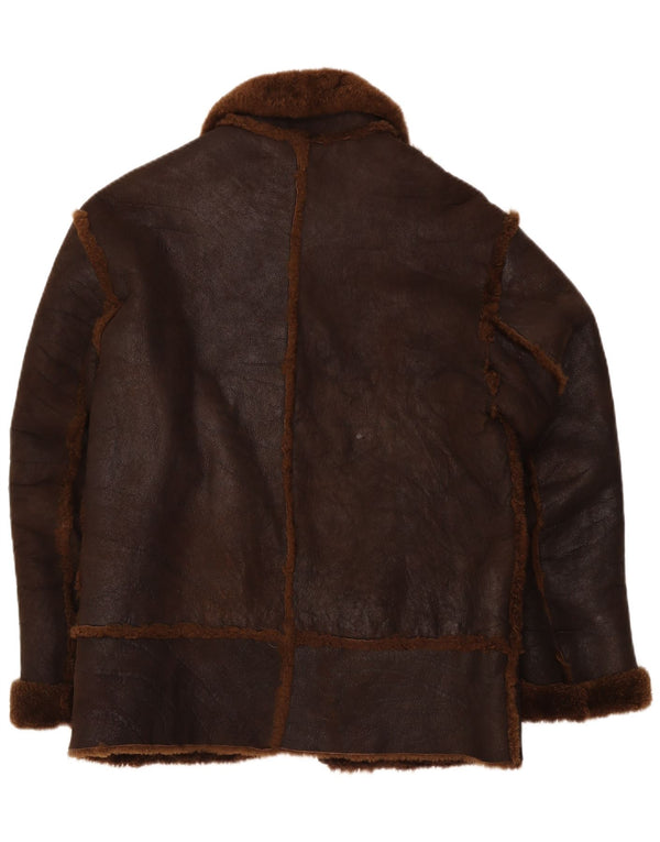 Vintage Ανδρικό Shearling Jacket IT 50 Large Brown Δερμάτινο