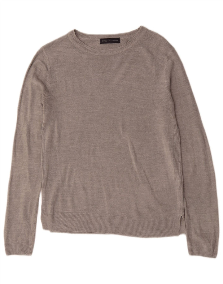 Marks & Spencer Womens Boat Neck Jumper Sweater UK 12 Medium Grey