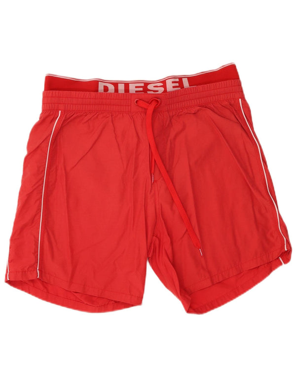 Diesel Mens Graphic Swimming Shorts Medium  Red Cotton