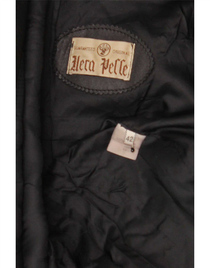 Vintage Womens 2 Buttons Leather Blazer Jacket IT 42 Medium Black