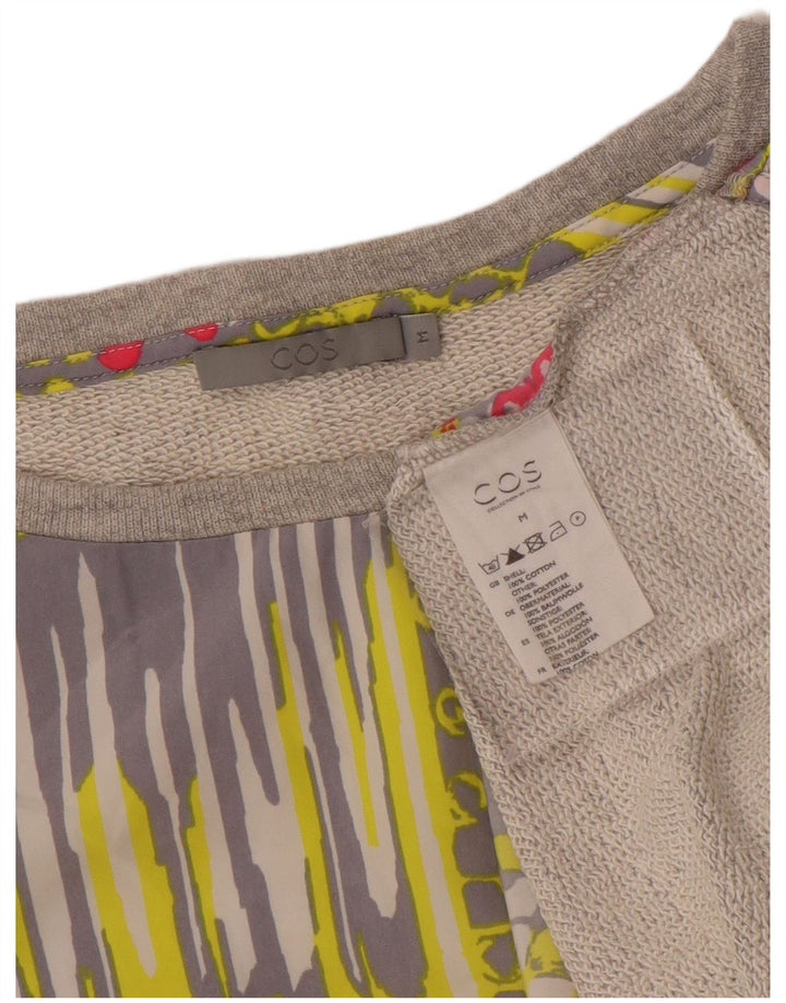 Cos Womens Sweatshirt Jumper UK 14 Medium Grey Geometric Cotton