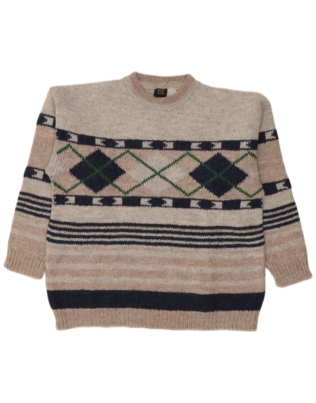 Lotto Mens Crew Neck Jumper Sweater Large Grey Argyle/Diamond