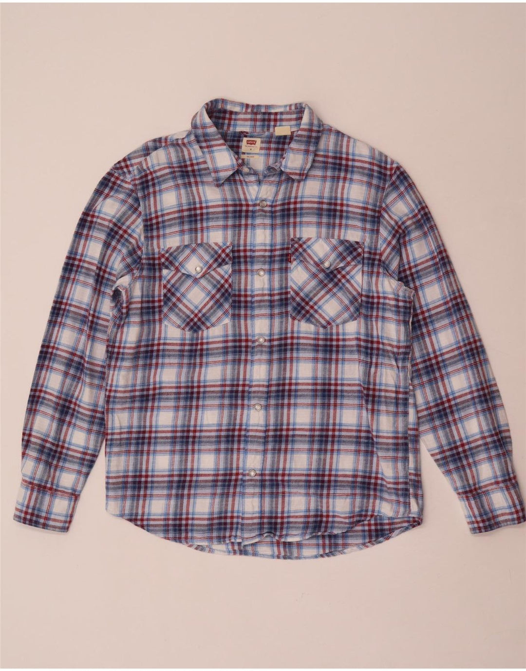 Camicia Levi's da uomo in flanella di cotone a quadri blu medio