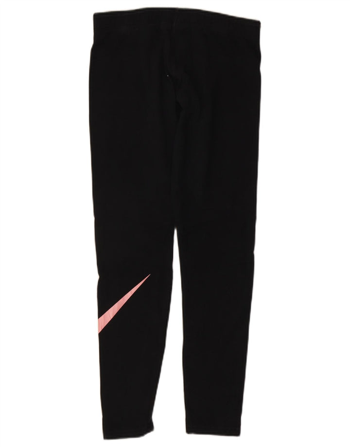 Nike Womens Graphic Leggings UK 12 Medium Black Cotton