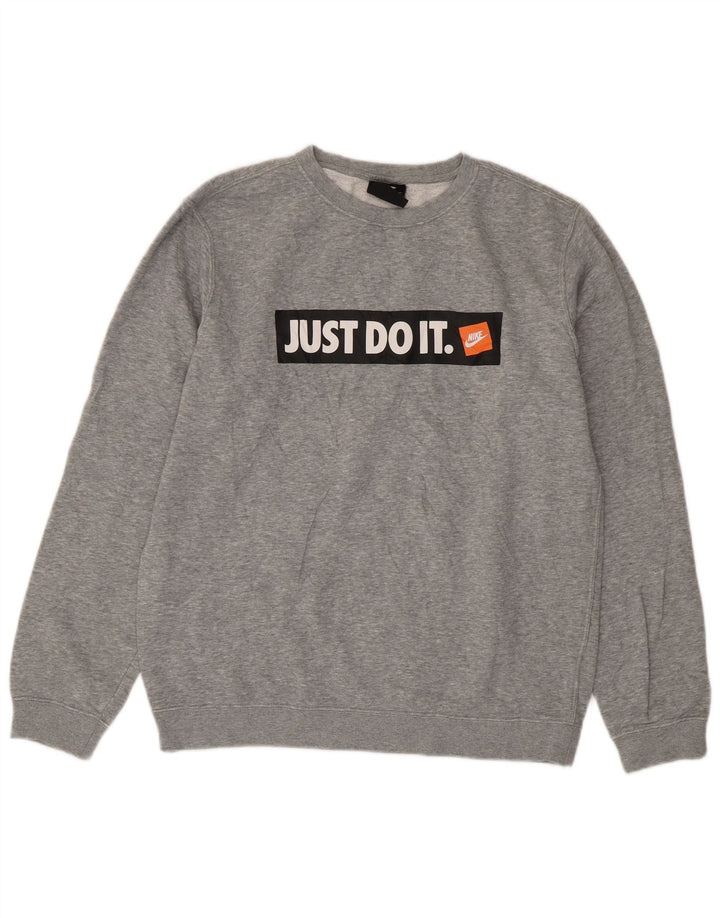 Nike Mens Graphic Sweatshirt Jumper Medium Grey Flecked Cotton