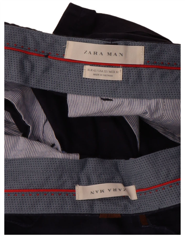Zara Mens Chino Shorts EU 42 Large W32  Navy Blue
