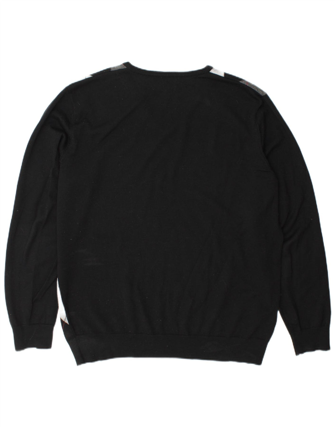 Fred Perry Mens V-Neck Jumper Sweater XL Black Argyle/Diamond Wool