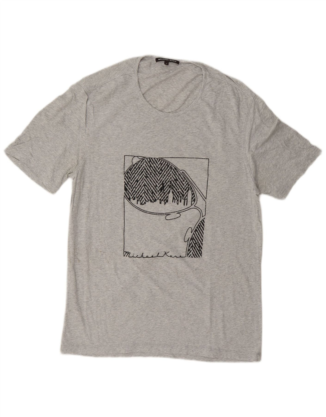 Michael Kors Mens Graphic T-Shirt Top Medium Grey Flecked