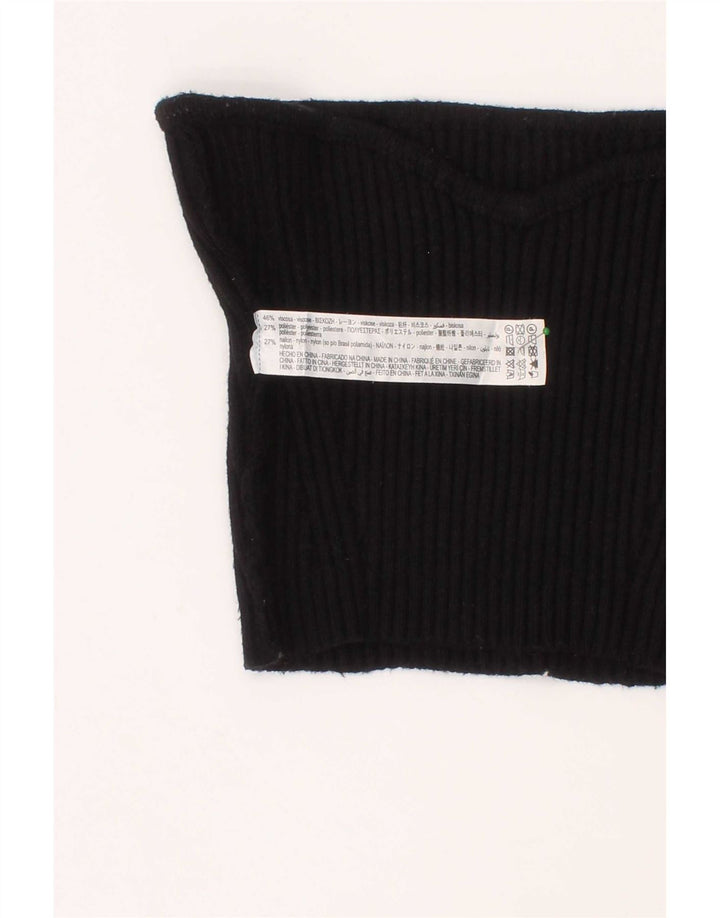 Zara Womens Off Shoulder Crop Top Small Black Viscose