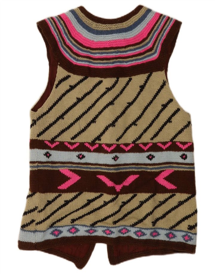 vintage Womens Cardigan Sweater UK 14 Moyen Multicolore Géométrique