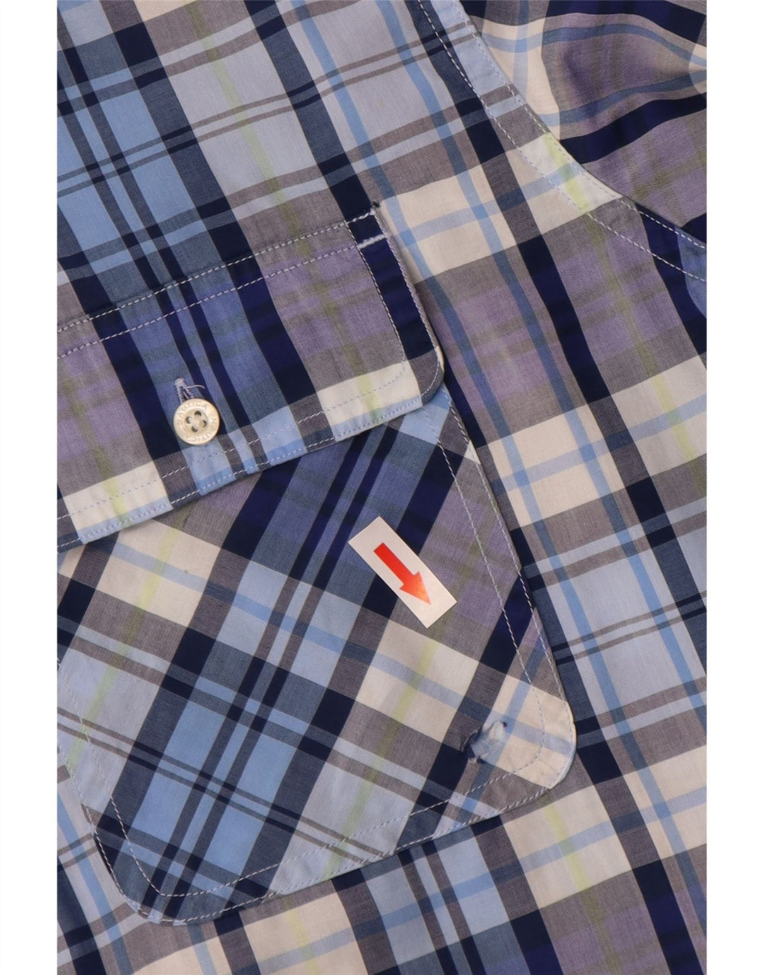 Nautica Mens Short Sleeve Shirt Large Blue Check Cotton