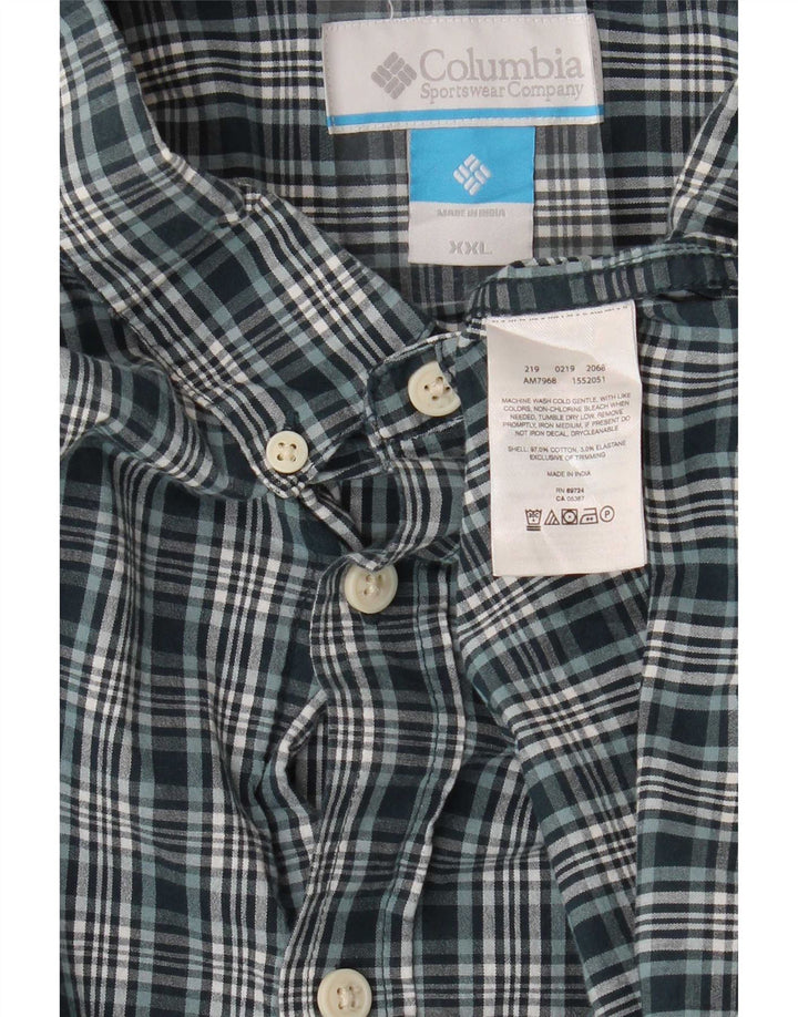 Columbia Mens Shirt 2XL Green Check Cotton