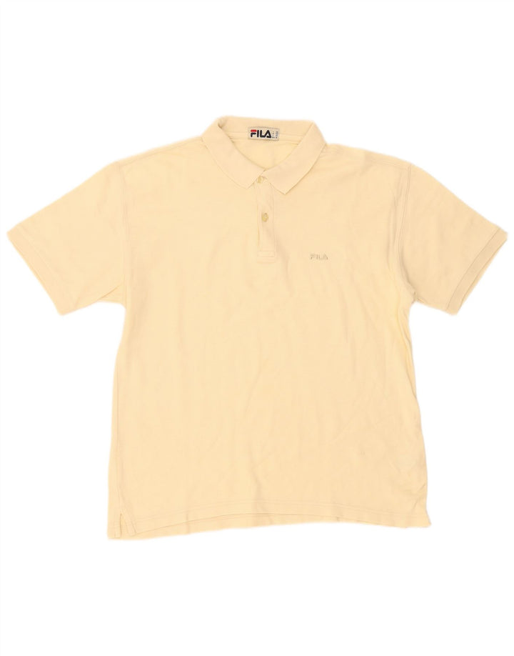 Fila Mens Polo Shirt Medium Yellow Cotton