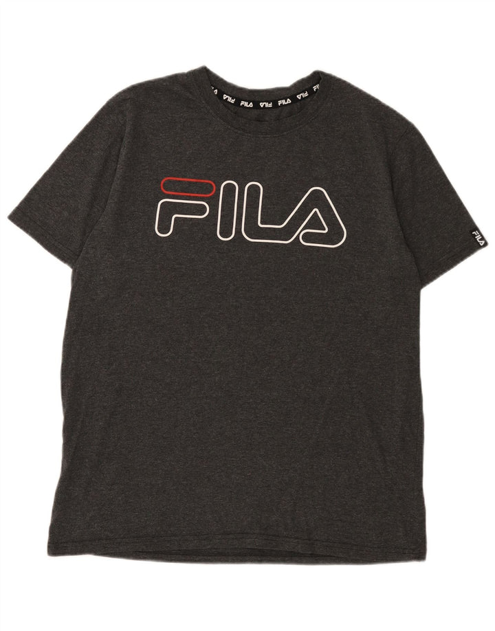 Fila Herre Grafisk T-Shirt Top Stor Grå Polyester