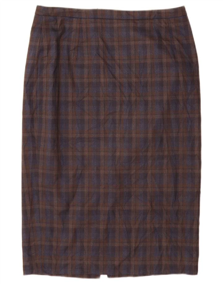 Jigsaw Womens Pencil Skirt UK 10 Small W28 Brown Check Polyester