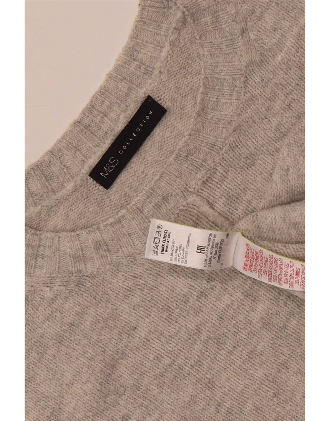 Marks & Spencer dame sweater med rund hals i overstørrelse UK 16 stor grå