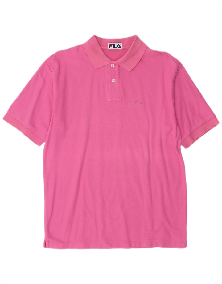 Fila Mens Polo Shirt IT 48 Medium Pink Cotton