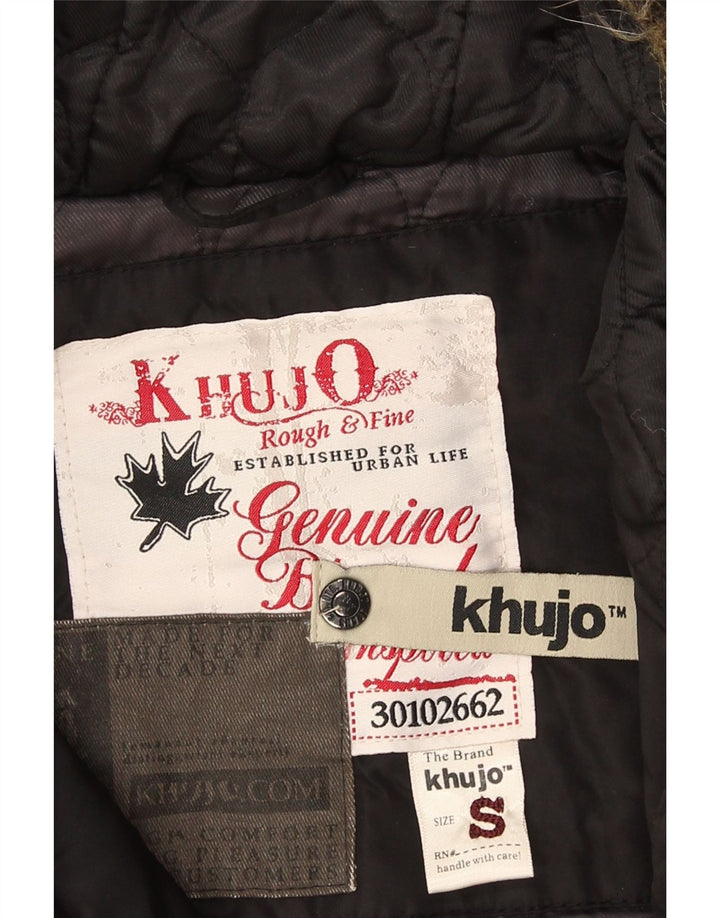 KHUJO Womens Hooded Parka Jacket UK 10 Small Black