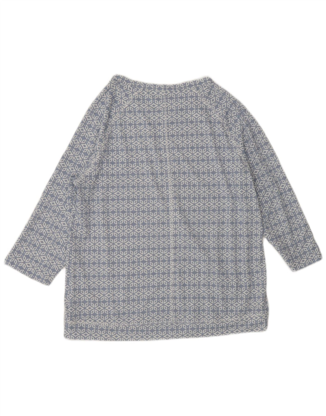 MARKS & SPENCER Top feminino manga 3/4 Reino Unido 12 azul médio geométrico