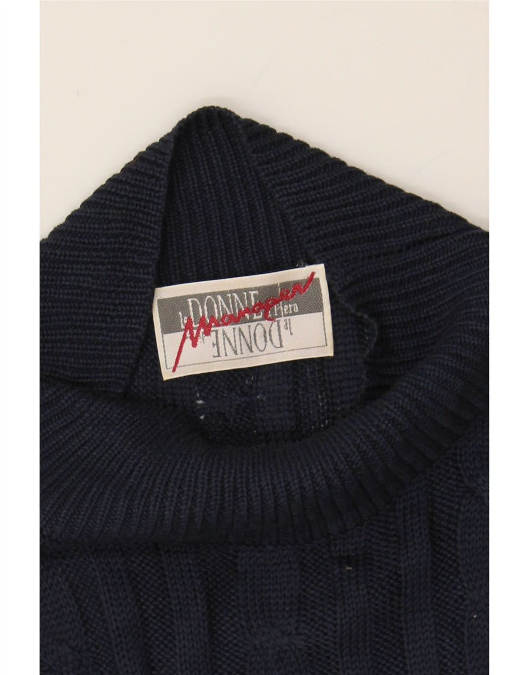 LE DONNE Womens Knit Bodysuit UK 12 Medium Navy Blue Viscose Vintage Le Donne and Second-Hand Le Donne from Messina Hembry 