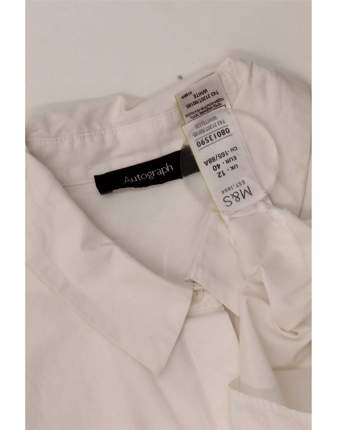 Marks & Spencer Womens Autograph Shirt Blouse UK 12 Medium White Cotton