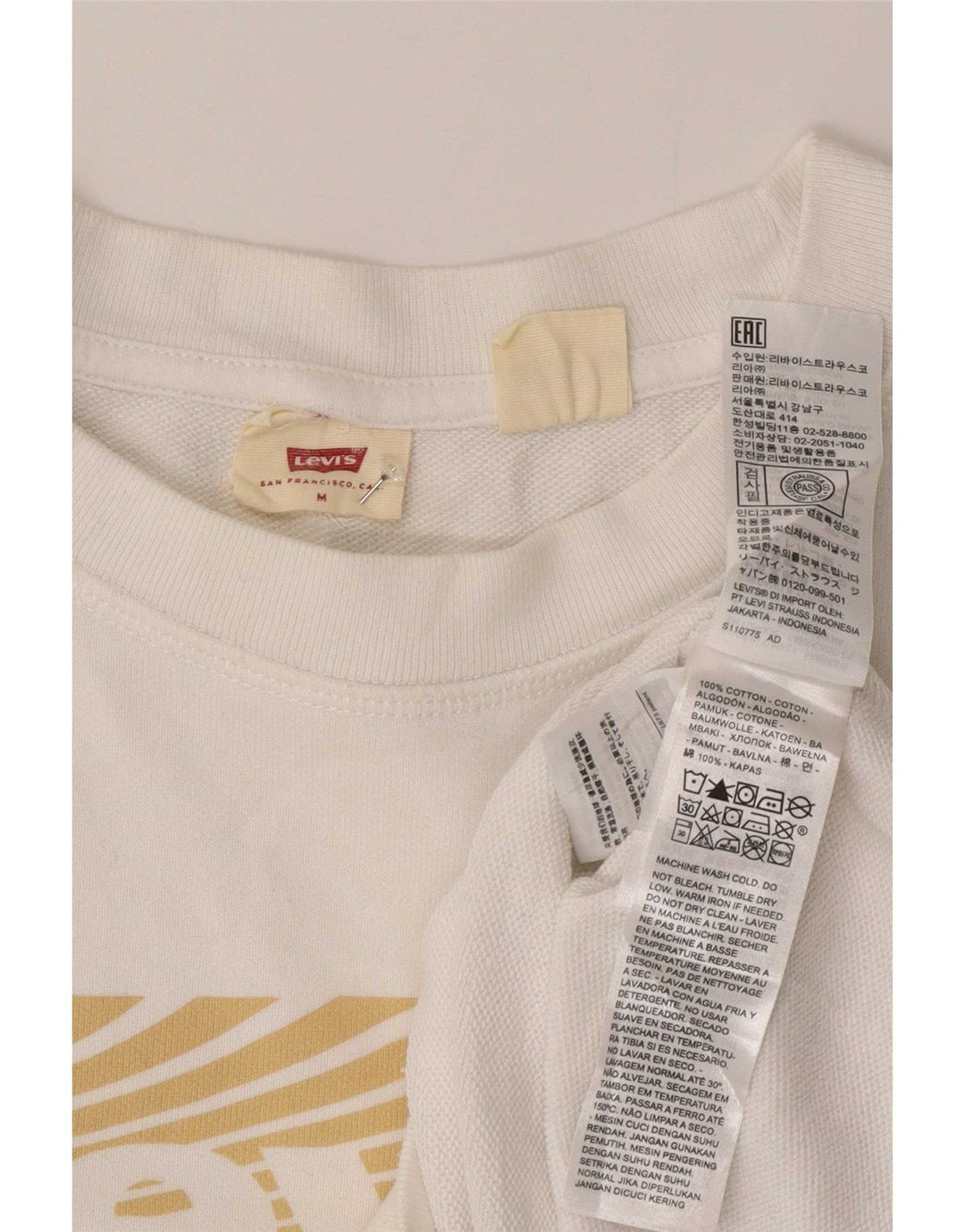 Levi's Womens Grafisk Oversized Sweatshirt Jumper UK 14 Medium White Bomuld