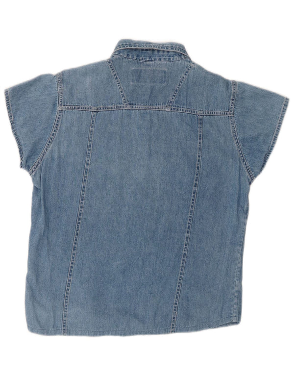 Mondial Dame Kortærmet Denim Shirt UK 14 Large Blue