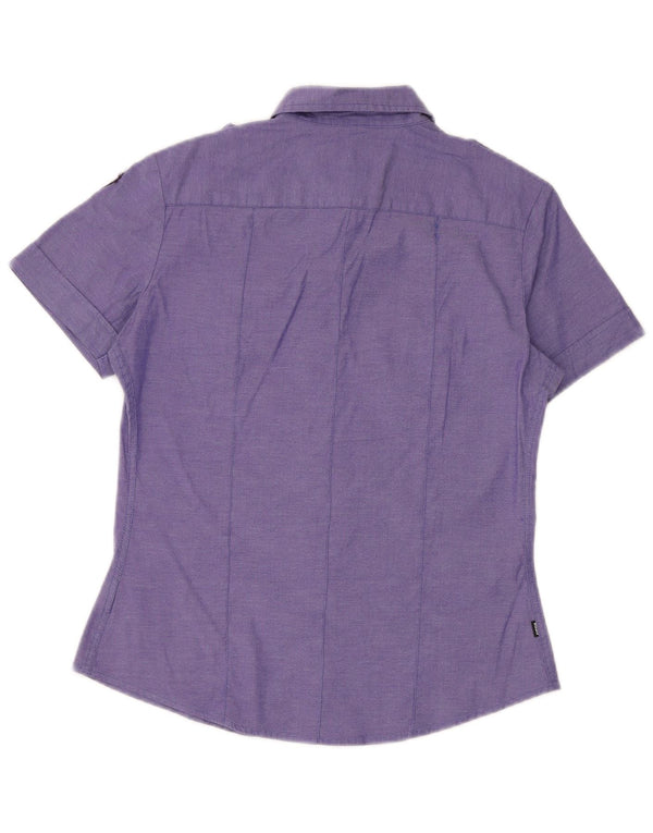 Женская рубашка в стиле милитари с коротким рукавом Blauer, Великобритания, 18 XL, фиолетовая, хлопок