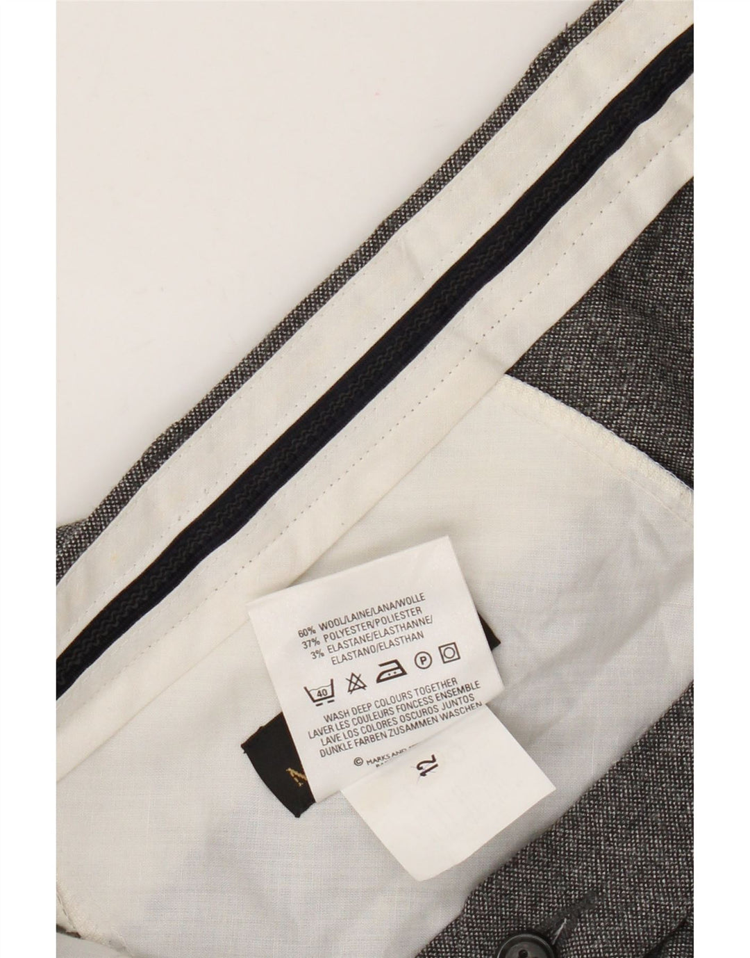 Marks & Spencer Mens St. Michael Straight Suit Trousers W40 L29 Grey Wool