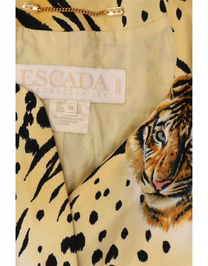 Escada Womens Short Sleeve Blazer Jacket EU 38 Medium Yellow Designer