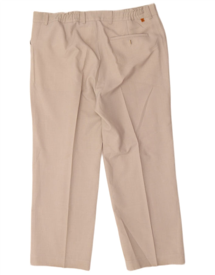Farah Mens Straight Casual Trousers W38 L26 Beige Polyester