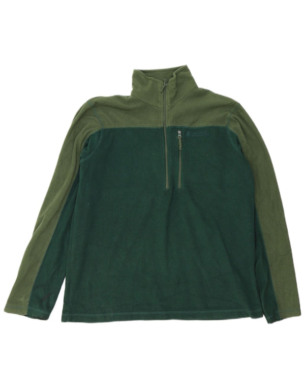 Mountain Warehouse Mens Zip Neck Fleece Jumper Small Green Colourblock