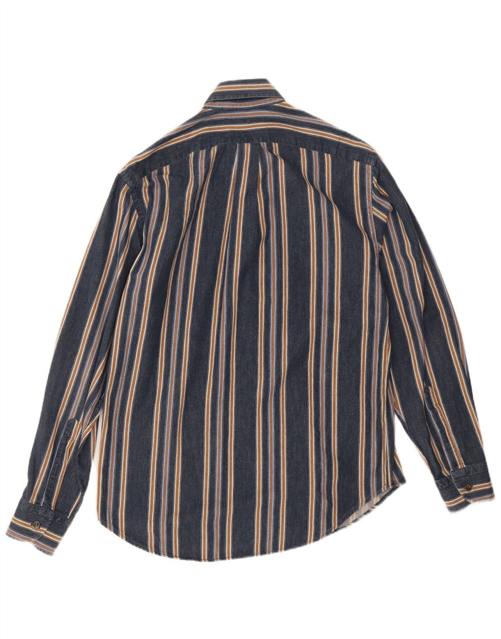 Harmont & Blaine Mens Shirt Medium Navy Blue Striped Cotton
