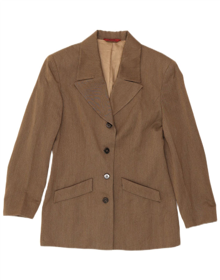 Sisley Womens 4 Button Blazer Jacket UK 10 Small Brown Viscose