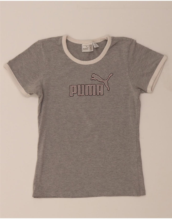 PUMA Womens Graphic T-Shirt Top UK 12 Medium Grey Vintage Puma and Second-Hand Puma from Messina Hembry 