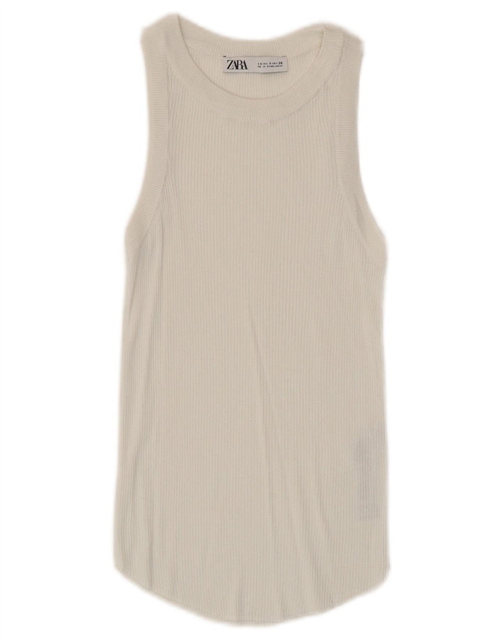 Zara Femme Débardeur UK 8 Petit Viscose Blanc