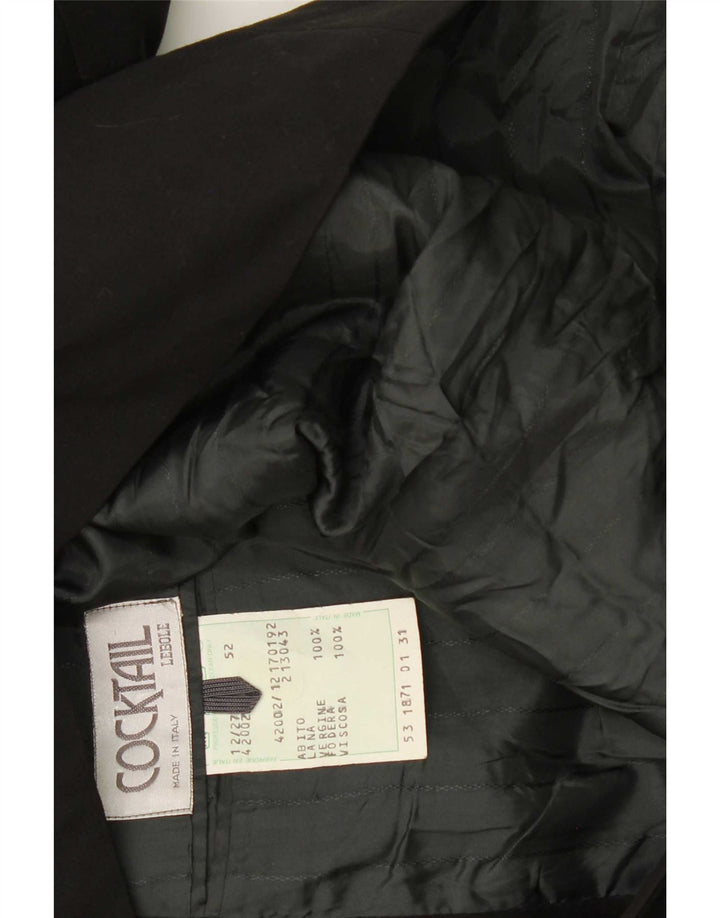 Lebole Mens Double Breasted Blazer Jacket IT 52 XL Black Virgin Wool