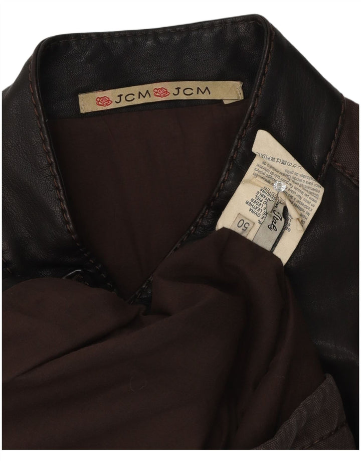 Jey Coleman Mens Leather Leather Jacket IT 50 Large Brown Leather