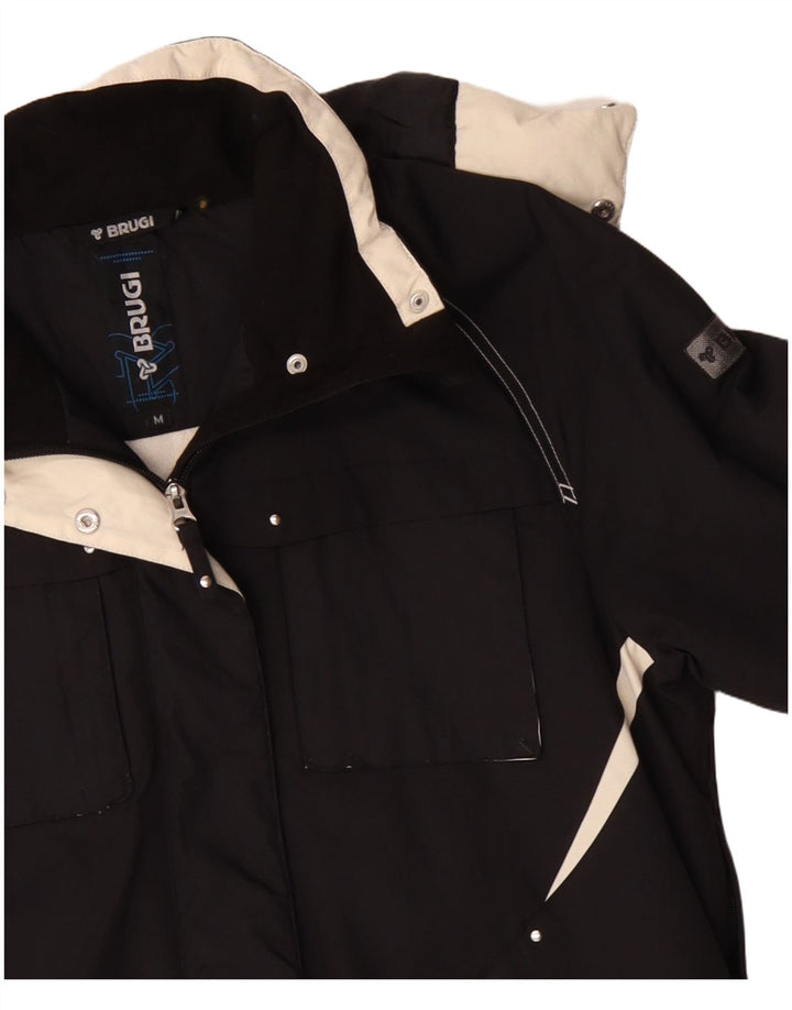 Brugi Womens Hooded Windbreaker Jacket UK 14 Medium Black Colourblock