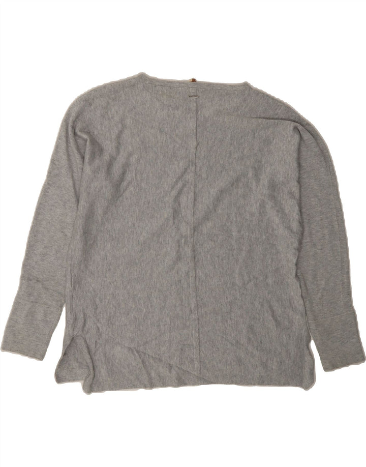 WHITE STUFF Womens Oversized Boat Neck Jumper Sweater UK 10 Small Grey Vintage White Stuff and Second-Hand White Stuff from Messina Hembry 