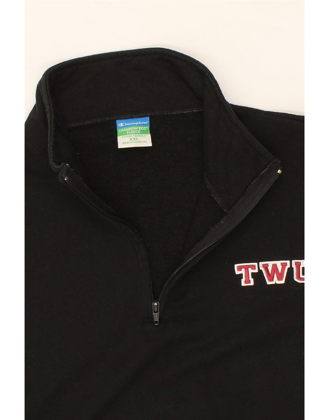 CHAMPION Mens Zip Neck Sweatshirt Jumper 2XL Black Vintage Champion and Second-Hand Champion from Messina Hembry 