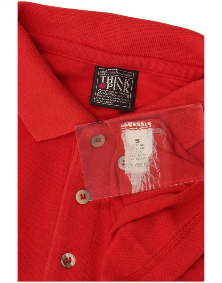Polo da uomo Think Pink piccola in cotone rosso