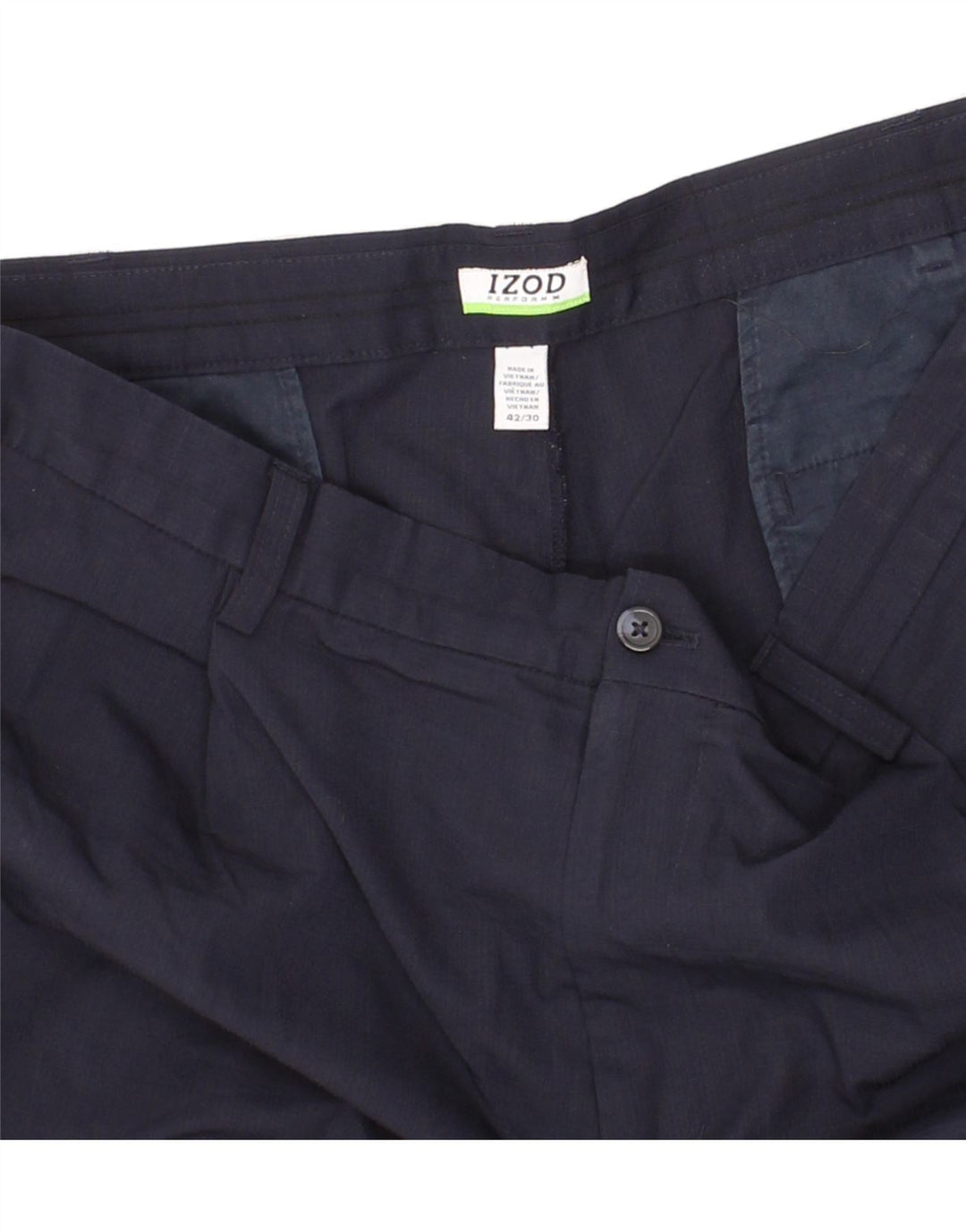 IZOD Mens Pegged Chino Trousers W42 L30 Navy Blue Polyester Vintage Izod and Second-Hand Izod from Messina Hembry 