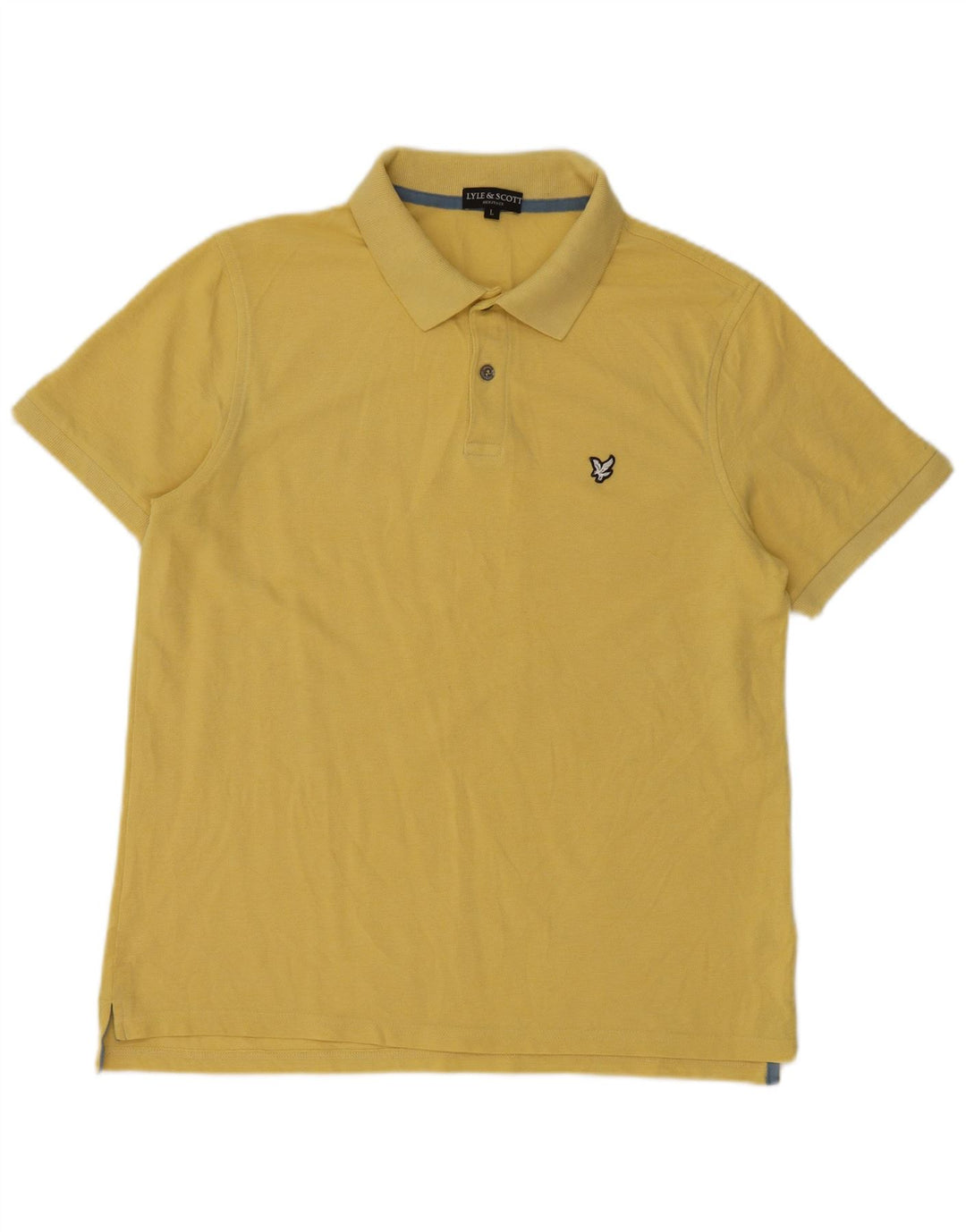 Lyle & Scott Mens Polo Shirt Large Yellow Cotton